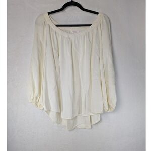 Lauren Conrad Peasant Blouse Size Large Cottage Core Boho Rayon Embroidered